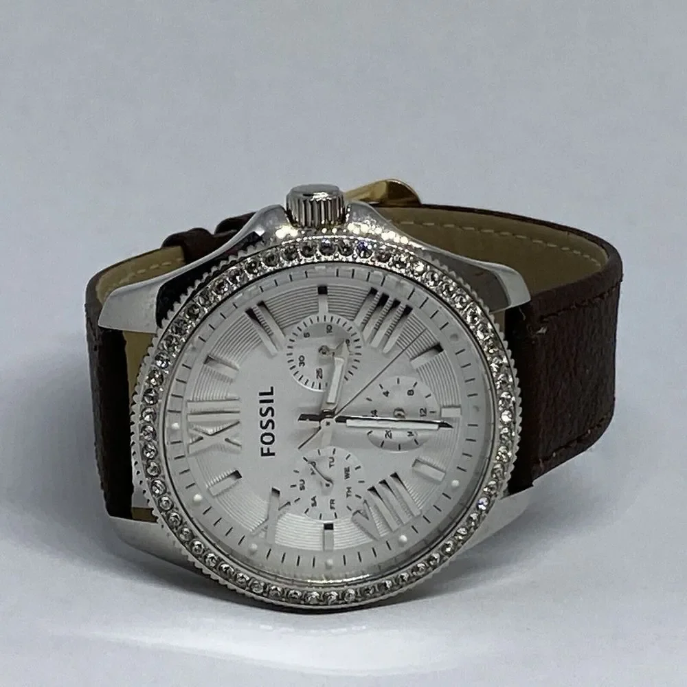 Fossil AM4481 Women's Brown Leather Analog Dial Quartz Genuine Wrist Watch CM477